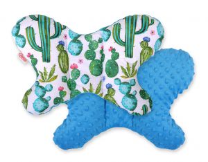 Double-sided anti shock cushion "BUTTERFLY" -  cactus/turquoise